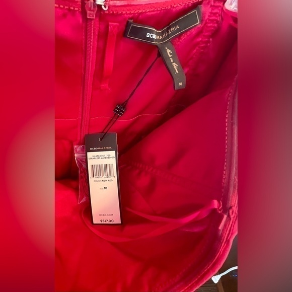 O20 - BCBGMAXAZRIA - Strapless Layered Red Dress - Picture 4 of 4
